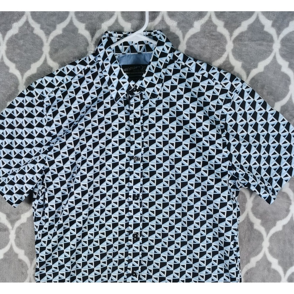 Wil Stiles Button Up Shirt Men Large Blue Black Geo Limited Edition Palm Springs